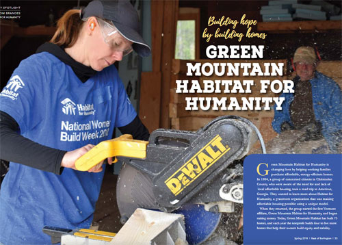 Best of Burlington article on Green Mountain Habitat for Humanity's work in Chittenden County, Vermont