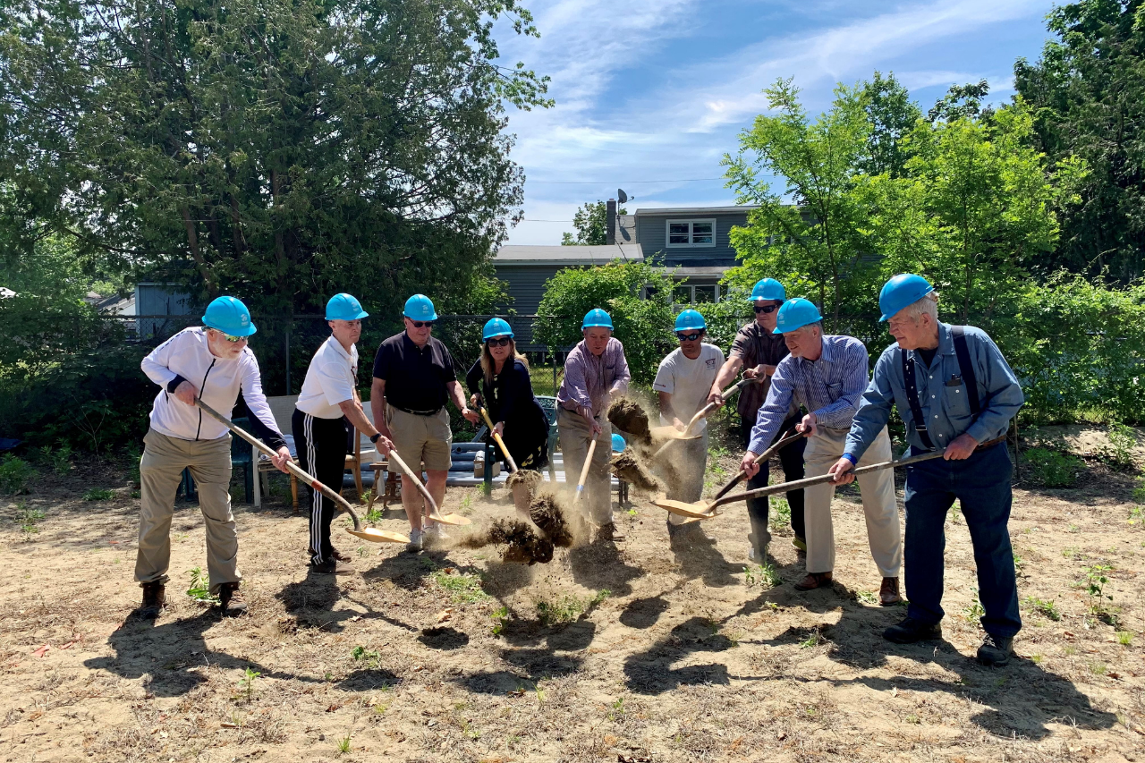 The Green Mountain Habitat Board of Directors breaking ground at a new homesite